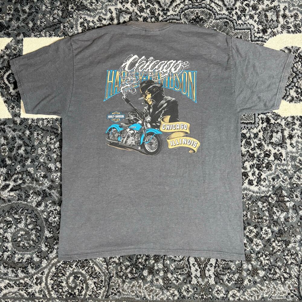 Vintage Harley Davidson Motorcycles T-Shirt Size‎ Large Chicago Gray 90s